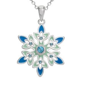 Disney Frozen Silver Plated Blue Crystal Snowflake Pendant